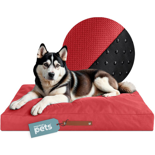 Cama Antiestrés de Foam Esquimal Rojo para Perro y Gato Grande Lavable