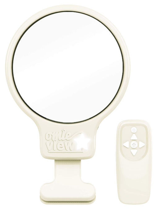 Omie View Espejo con clip con control remoto y luz LED para monitoreo de bebés Uso con moisés o cuna