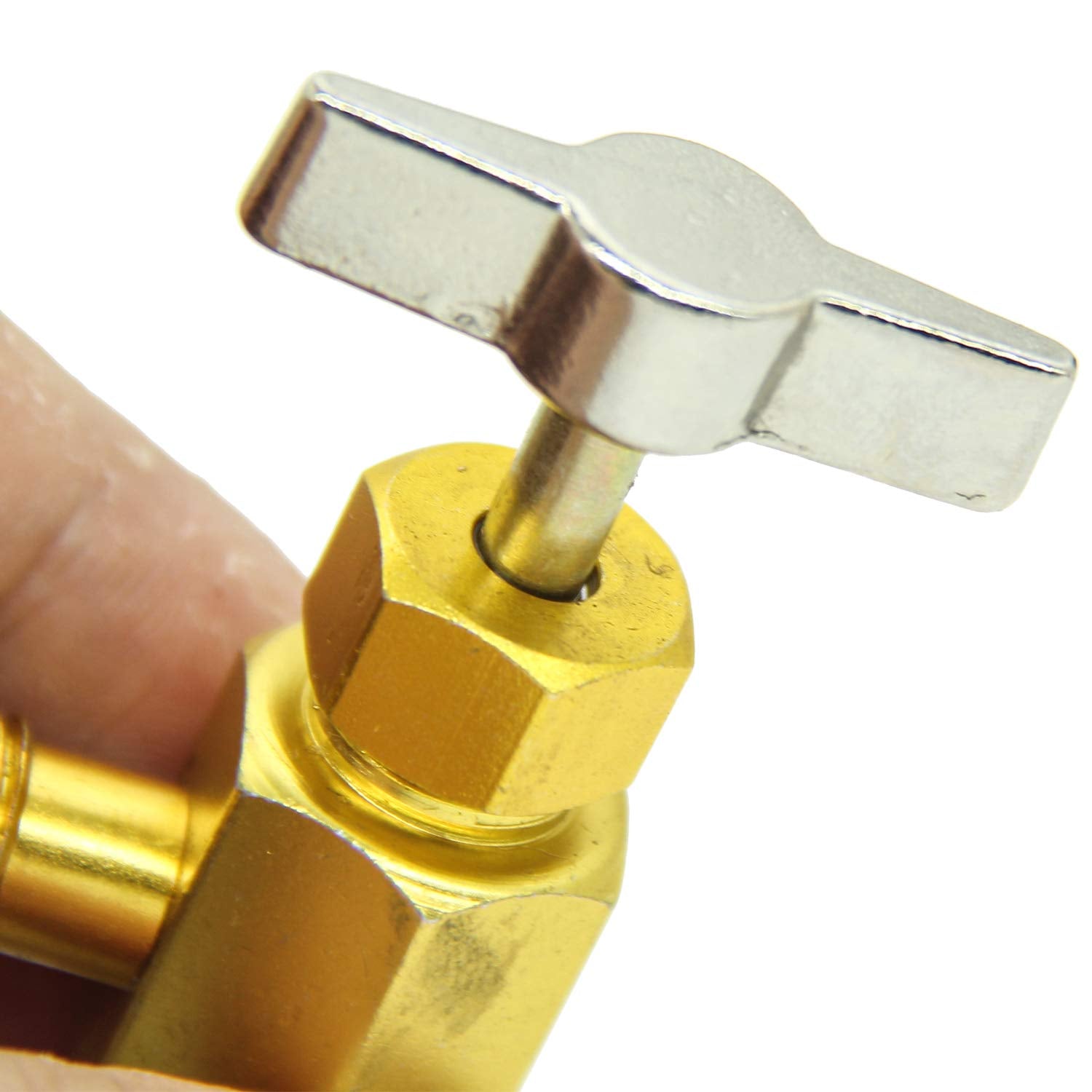 R134a Tap, R134A llave de latas autosellable, con rosca de mano derecha, R134A herramienta de válvula abridor de botellas 1/2" Acme hembra R-H, conector macho SAE de 1/4", para R134A, con manguera y manómetros