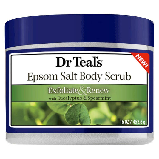 Dr Teal's Exfoliate & Renew Eucalyptus & Spearmint Epsom Sal Body Scrub 16 oz (Paquete de 2)