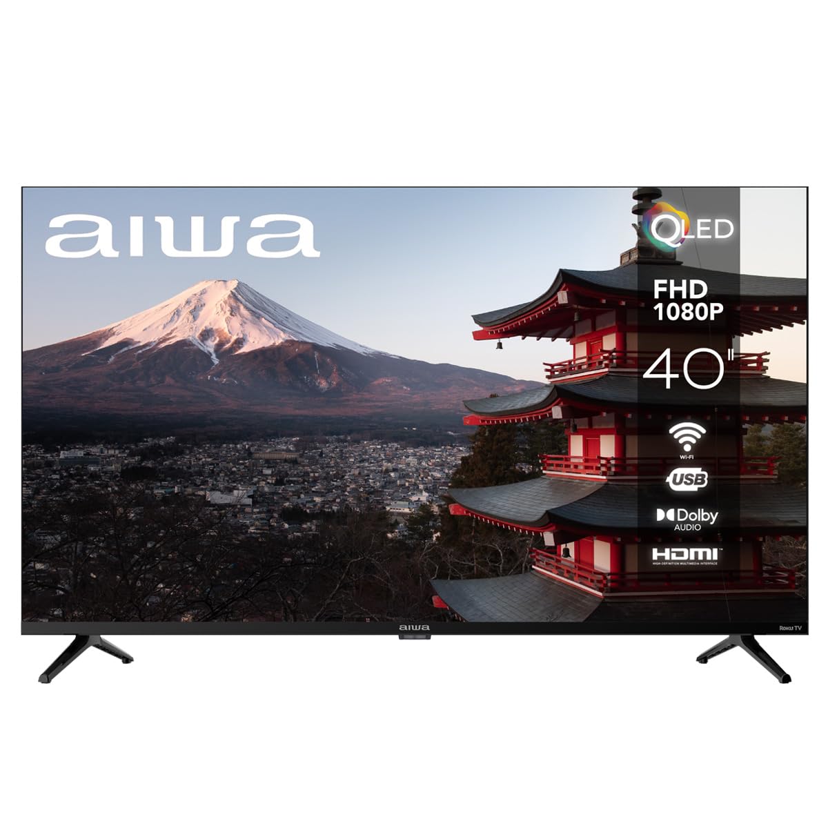 Aiwa Smart TV 40 Pulgadas Qled Full HD Roku TV AW40RKQ con Dolby Audio, WiFi, HDMI ARC, Compatible Alexa Google Airplay