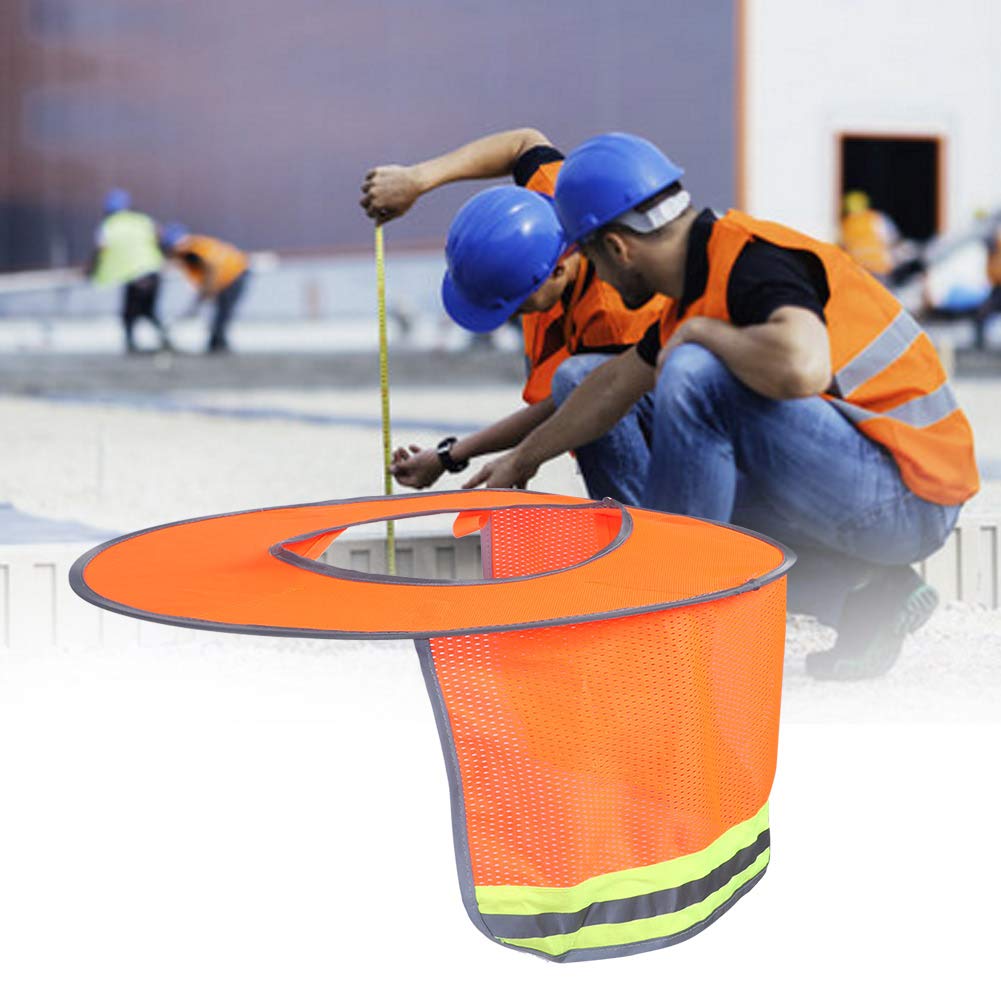 Haofy Casco de Verano al Aire Libre Sombrilla Protector Solar Transpirable Casco de Seguridad Sombra ala Completa Malla Cuello Cubierta Protectora Escudo Casco Sombra Naranja