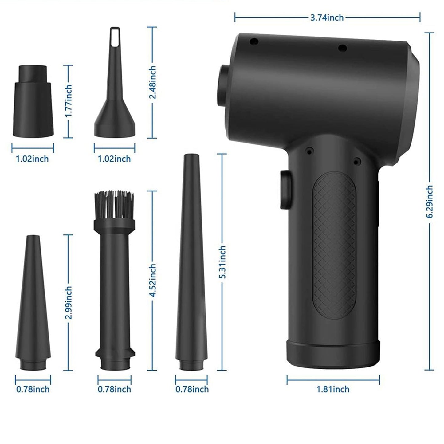 LKUWEE Aire Comprimido para PC - Reutilizable Aire Comprimido Plumero Electrico, 51000 RPM 3 Speeds 6000 mAh Sopladora de Aire, Soplador de Aire para la Limpieza de Huecos, Ordenador
