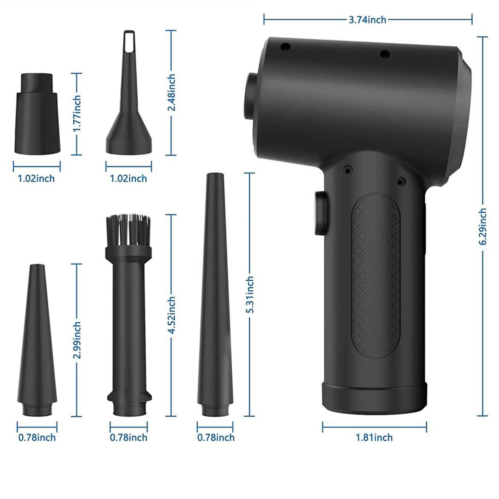 LKUWEE Aire Comprimido para PC - Reutilizable Aire Comprimido Plumero Electrico, 51000 RPM 3 Speeds 6000 mAh Sopladora de Aire, Soplador de Aire para la Limpieza de Huecos, Ordenador
