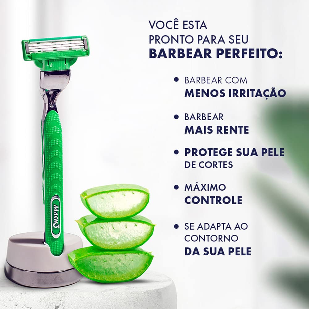 GILLETTE Mach3 Sensitive, Cartucho de Rastrillo para Afeitar, 2 Repuestos con Aloe & 3 Hojas para Rasurar, Rastrillo para Hombre con Piel Sensible