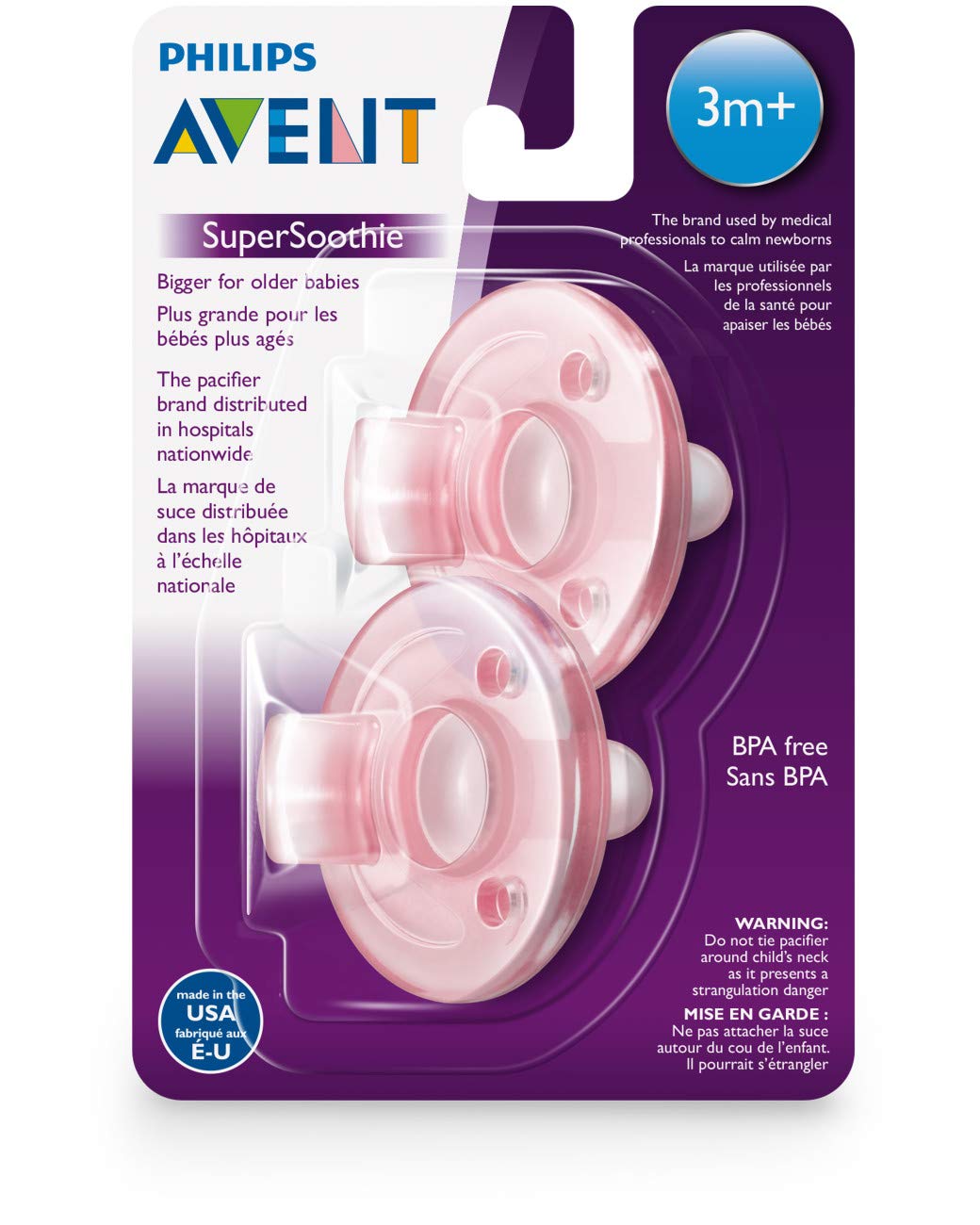 Chupete Philips Avent Rosa 3+ Meses Paquete de 2