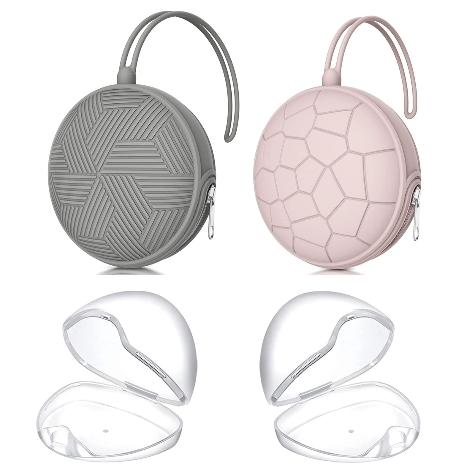 Juego de Fundas para Chupete Smlpuame Gris Rosa con Bolsas de Silicona y Cajas Transparentes