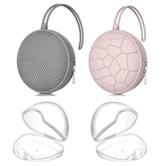 Juego de Fundas para Chupete Smlpuame Gris Rosa con Bolsas de Silicona y Cajas Transparentes