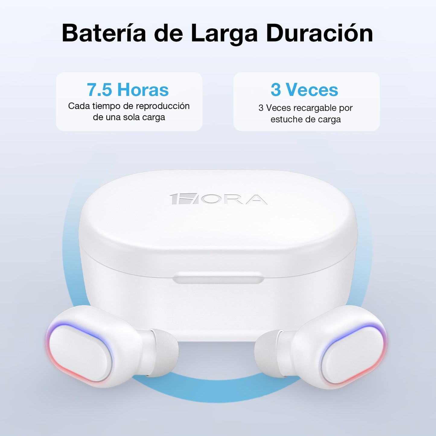 Audífonos Inalámbricos 1 Hora Blanco con Pantalla Digital para Correr y Escuchar Música