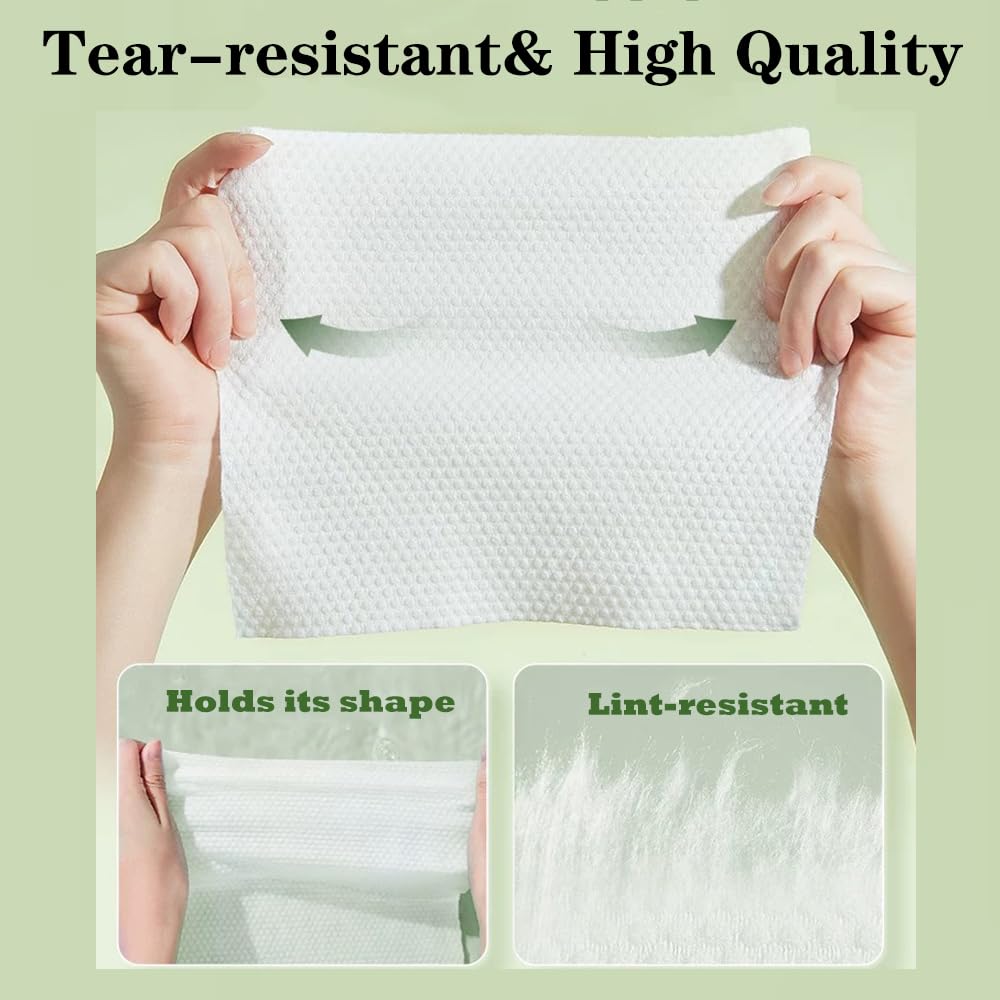 onluckdeer 【Paquete grande】Toallitas faciales desechables, 160 unidades, diseño para colgar, 100% viscosa de base biológica, toallitas faciales ultragruesas, doble textura, toallas faciales de un so