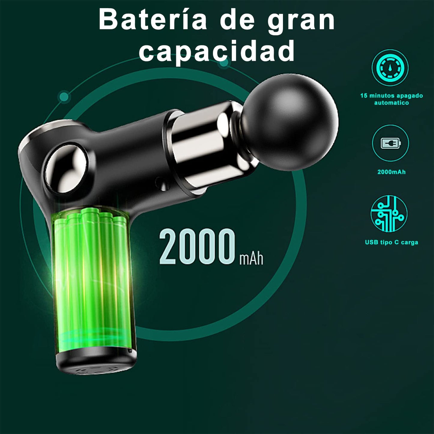 Pistola de Masaje, 8 Cabezales de Pistola Masaje Muscular, 32 Niveles Ajustables, Ultra Silenciosos y Pantalla Táctil LCD Pistola Masajeadora para aliviar el dolor y la rigidez de los músculos