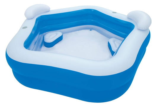 Alberca Familiar Lounge Piscina Inflable Bestway Azul Alberca Hinchable Pentagonal Alberca Azul con Blanco 2.13 mts