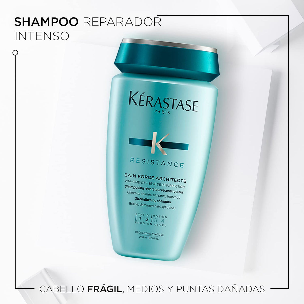 KÉRASTASE Bain Force Architecte | Shampoo reconstructor y fortalecedor | Previene el quiebre del cabello y las puntas abiertas | Con Pro-Keratina y Ceramidas | 250ml
