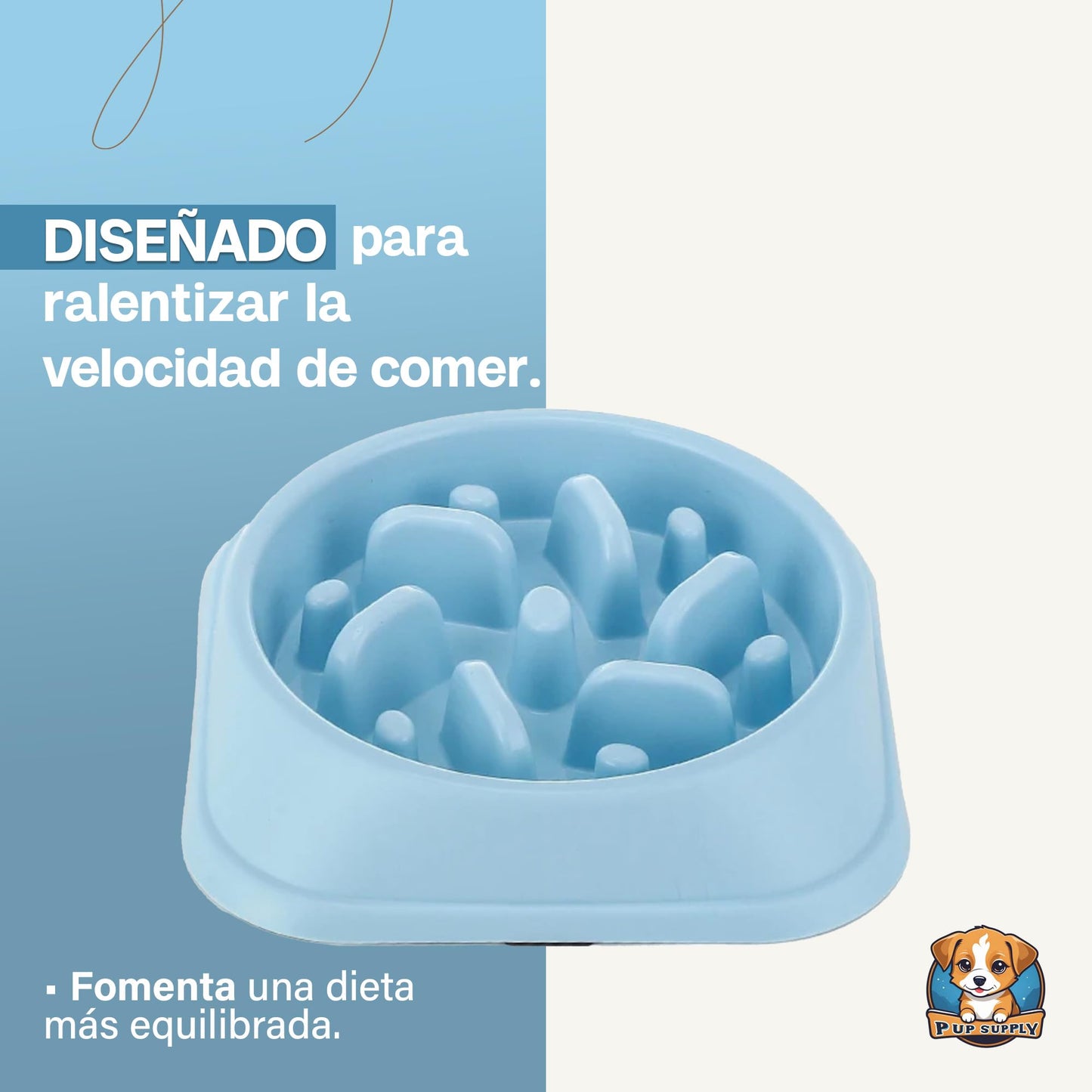 Plato para Alimentación Lenta P.U.P. SUPPLY Azul Claro para Perro y Mascotas