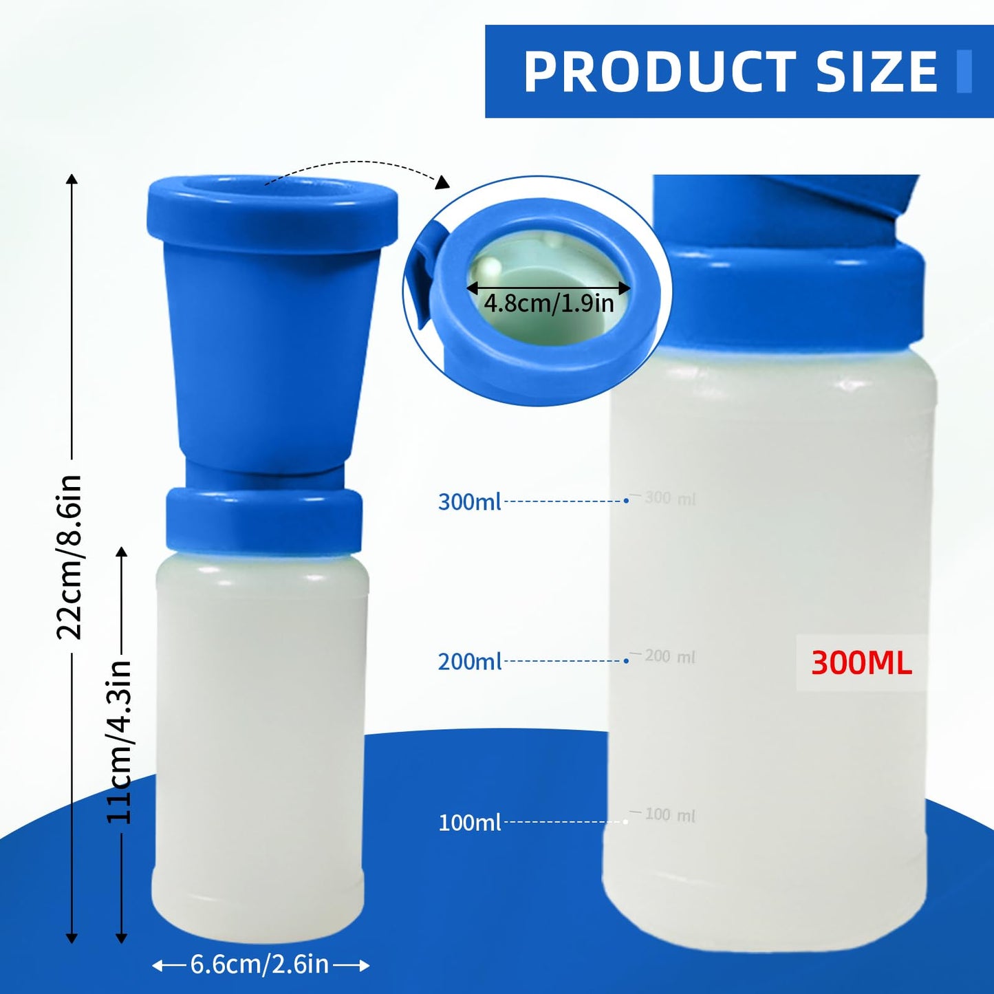 Paquete de 3 tazas de tetina, desinfección de limpieza de pezones sin reflujo, taza de inmersión para vaca, oveja, cabra, tetina sin retorno, 300 ml (azul)