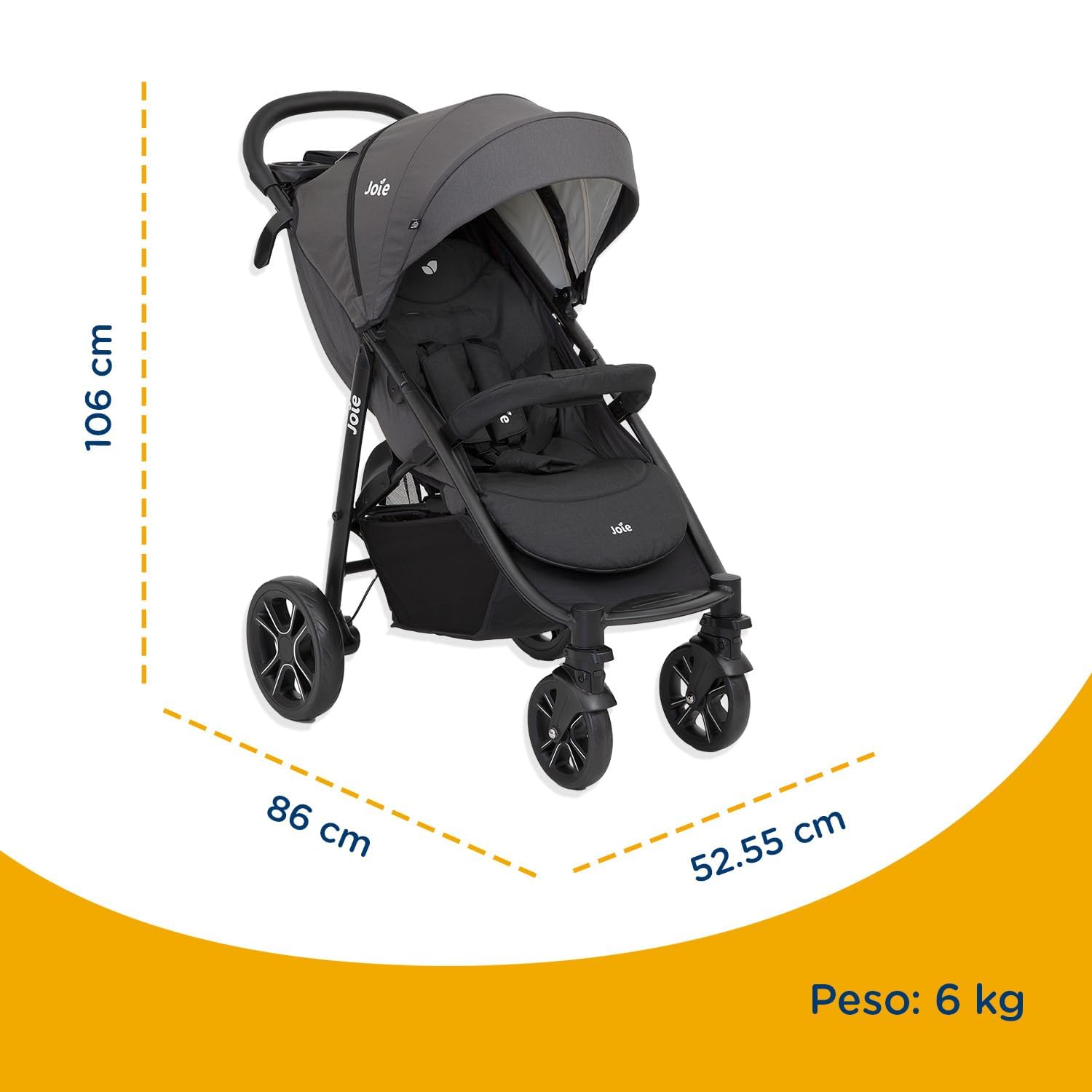 Joie Carriola para Bebe Litetrax 4, Carreolas de Viaje con Silla Portabebe, Carriolas para Bebe con Asiento Safety, Carreola Moderna para Bebe Plegable y Ergonomica
