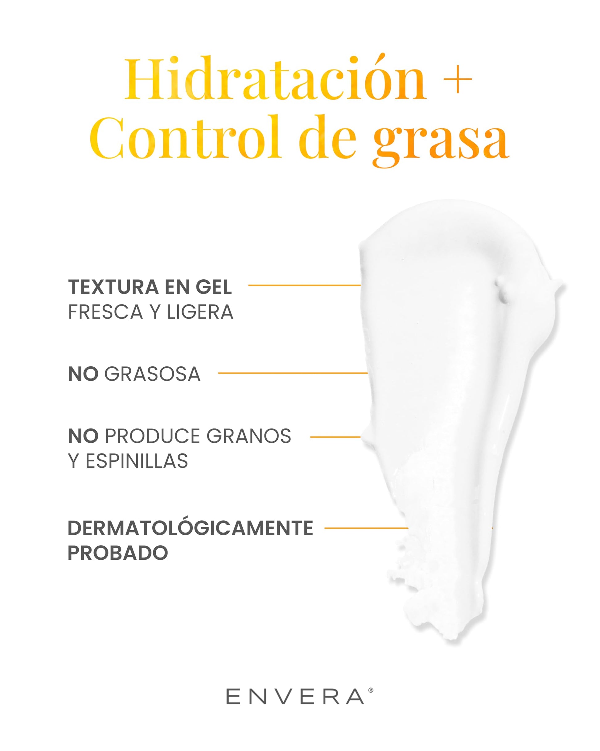ENVERA Hidratante Facial 50 ml Hydraboost 2 en 1 Hidratación Profunda + Control de Grasa | Skin Care con Gel con Ácido Hialurónico, Colágeno y Extracto de Aguacate Vegano