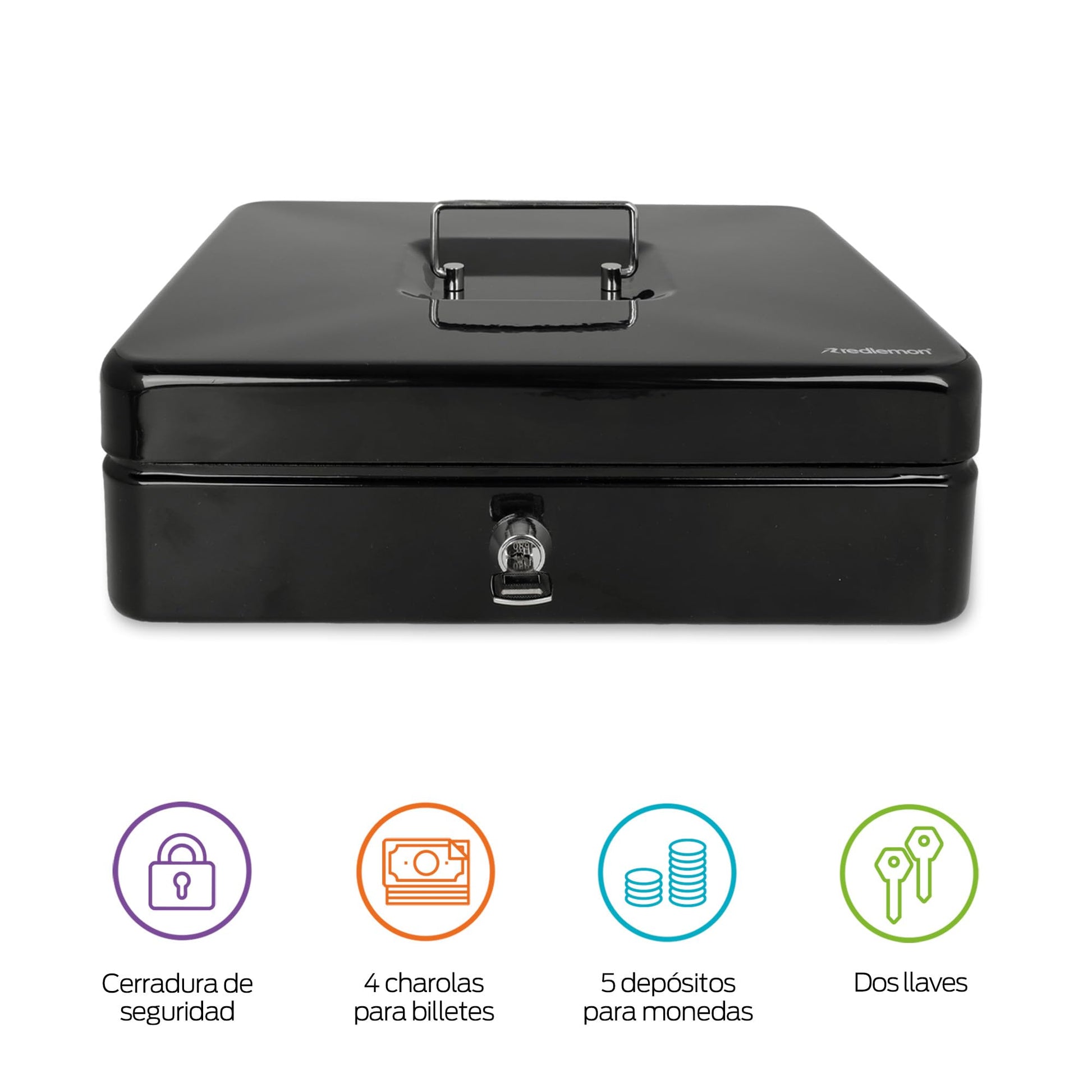 Caja de Seguridad Redlemon Metálica con Cerradura y 2 Llaves para Dinero y Joyas