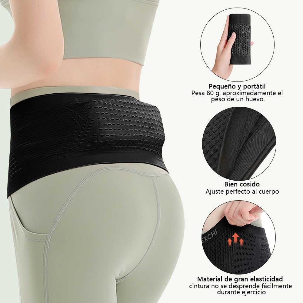Cangurera para Correr para Hombre y Mujer, Riñonera para Correr de Alta Elasticidad, Transpirable y No Fácil de Sacudir, Ideal para Guardar Móvil y Llaves Haces Ejercicio, Negro (Talla L)