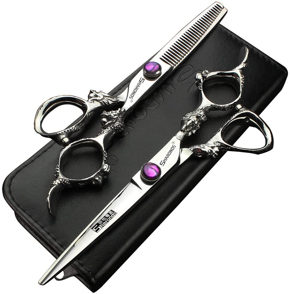 Juego de tijeras de peluquería profesional de 15.2 cm, cortapelos y cortapelos de acero inoxidable para el hogar(15.2 cm, 2 pieces-A)