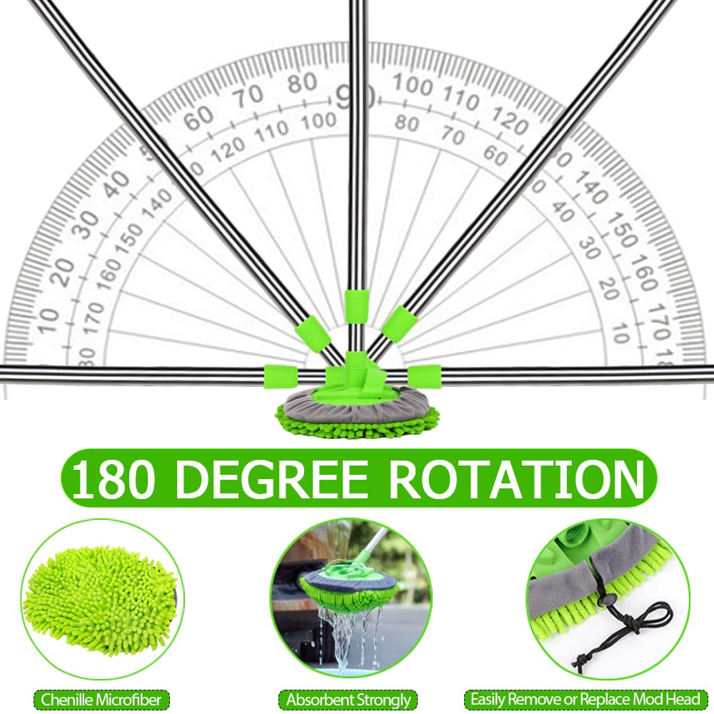 Cepillo para Lavar Carros WillingHeart Microfibra Mango Extensible Kit de Limpieza Automotriz para Interior