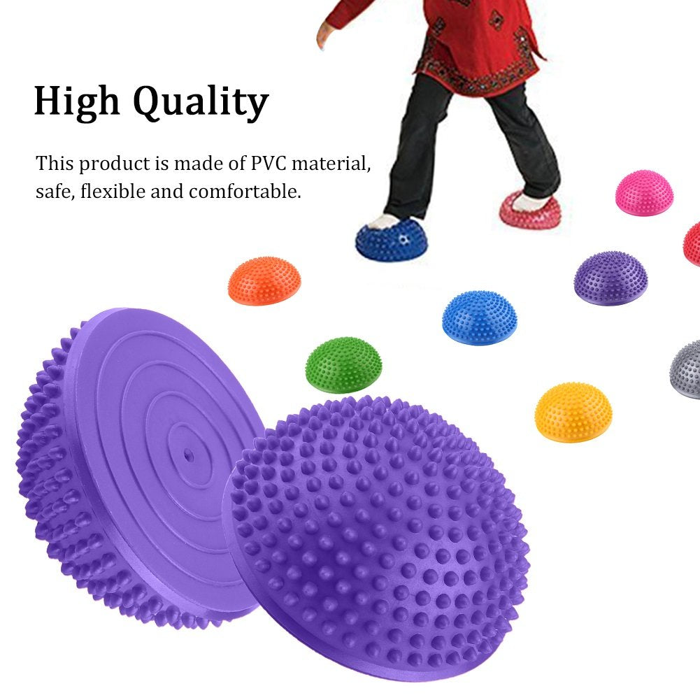 Masaje de Pies 2Uds Balance de Media Bola Pods Spiky Púrpura para Terapia de Músculo de Pie Tejido Profundo