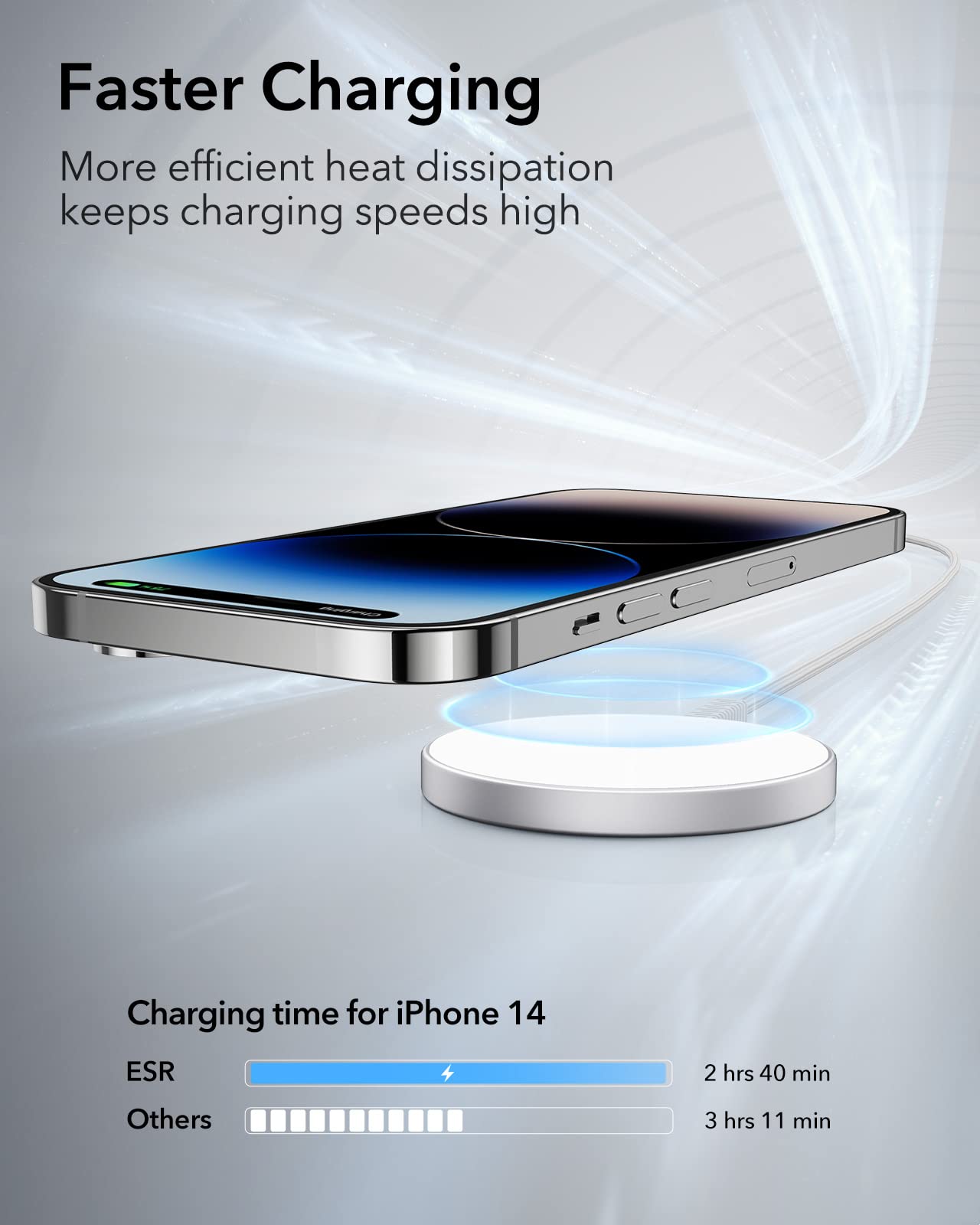 Almohadilla de Carga Magnética Fuerte ESR Plateado Compatible con iPhone 15/14/13/12 Series