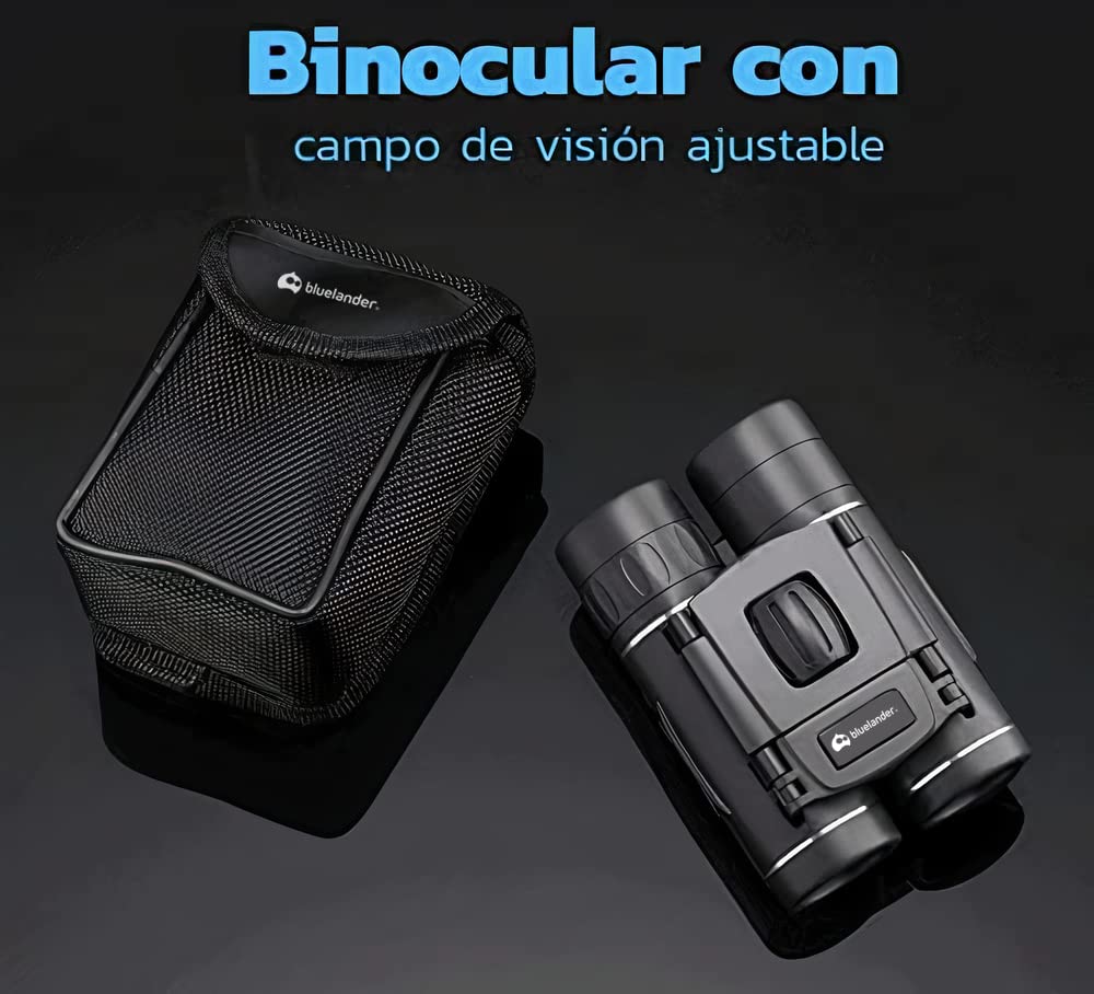 Bluelander Binoculares Portátiles Prismáticos 80x80 (8x) con Alcance de Visión de 2,000 Metros, Visión Nocturna, Impermeables, Estuche de Transporte, Enfoque Manual para Campamentos, Excursiones y Más