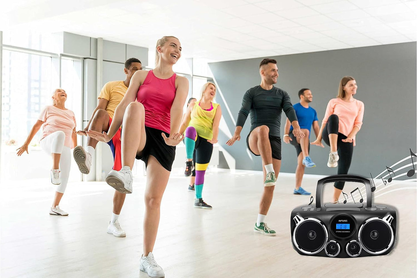 Reproductor de CD RIPTUNES Negro con Sonido Estéreo Bluetooth y Graves Mejorados