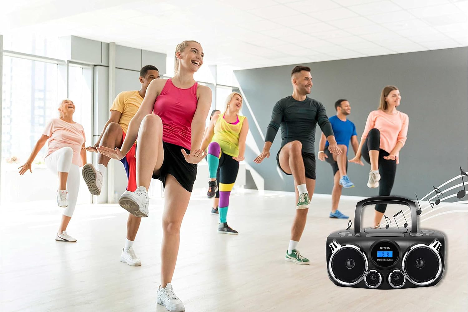 Reproductor de CD RIPTUNES Negro con Sonido Estéreo Bluetooth y Graves Mejorados