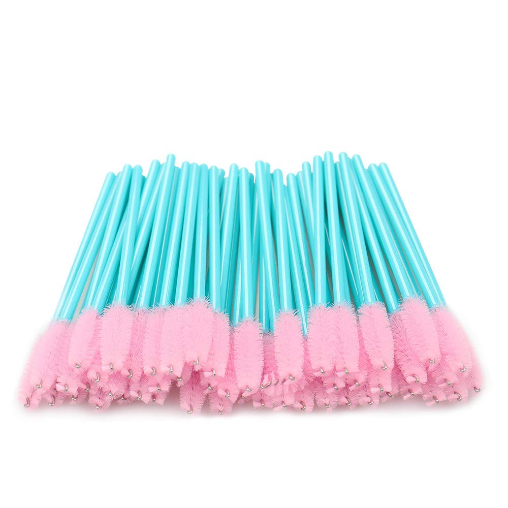 100 brochas desechables para extensiones de pestañas, herramienta aplicadora de maquillaje, azul/rosa