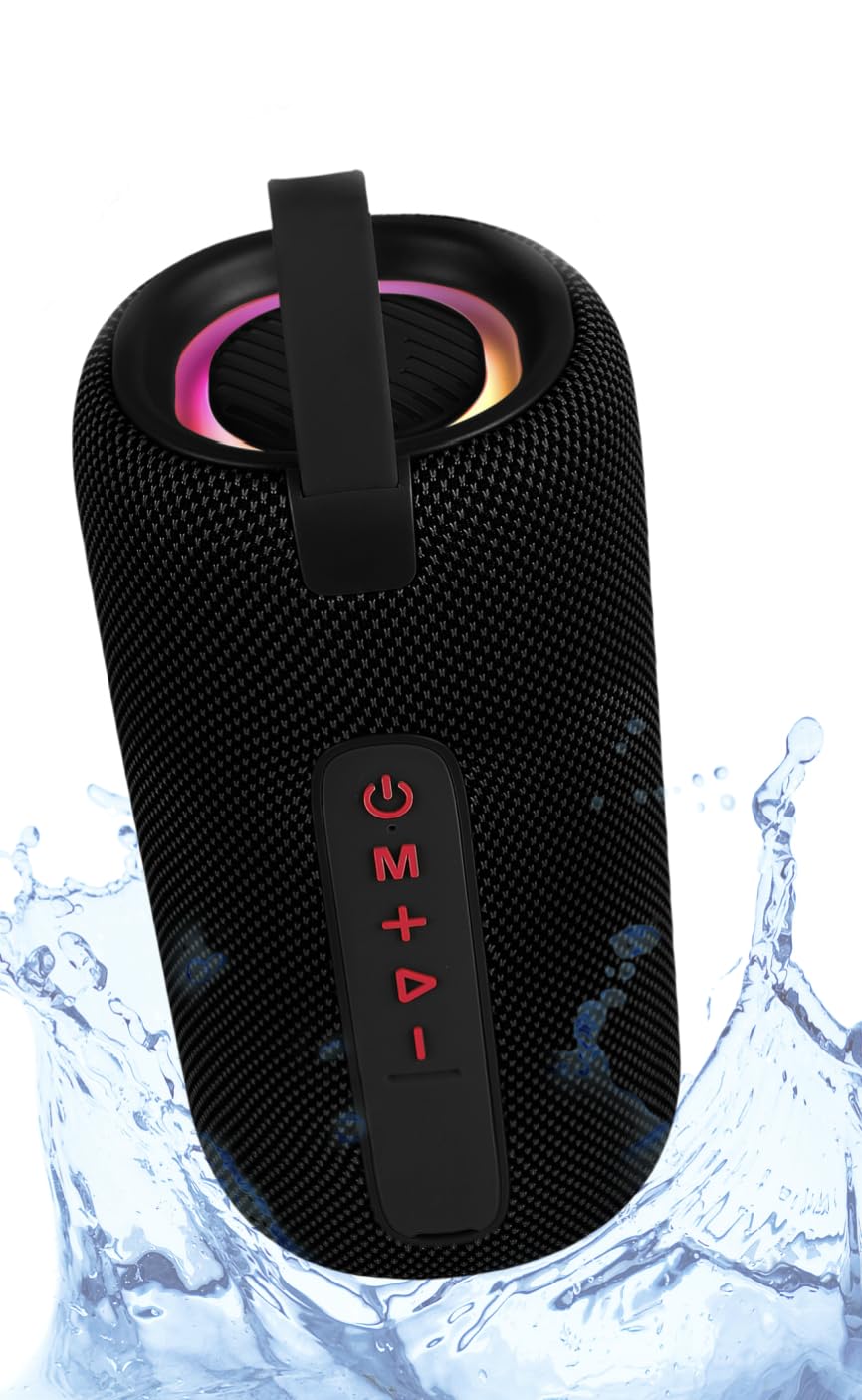 DYNASTY PROAUDIO SB-101 Bluetooth 5.3 IPX7 altavoz impermeable para exteriores con sonido estéreo de graves ultra fuertes de 25 W, luces RGB, emparejamiento de altavoces dobles TWS, compatible con