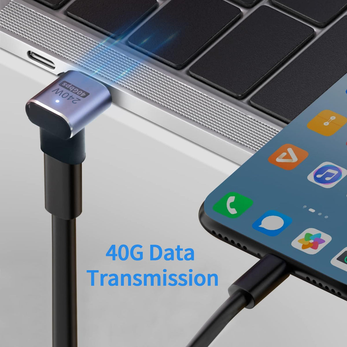 Adaptador USB C Ángulo Recto 90 Grados Paquete de 2 Extensor