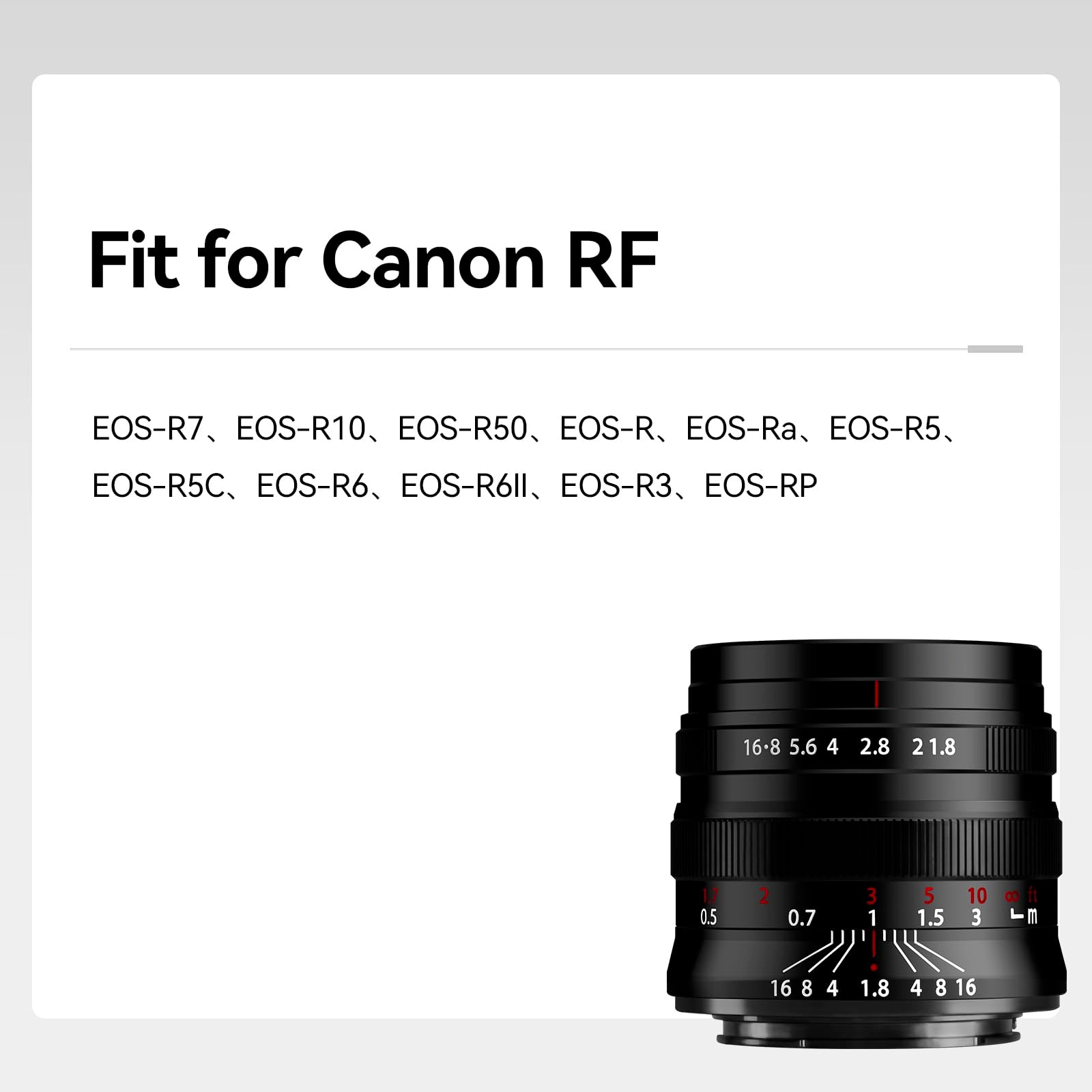 brightin star 55 mm F1.8 Lente de cámara sin Espejo de Enfoque Manual de Gran Apertura de Marco Completo, Apto para Canon RF-Mount EOS-R, EOS-R5, EOS-R6, EOS-R3, EOS-RP