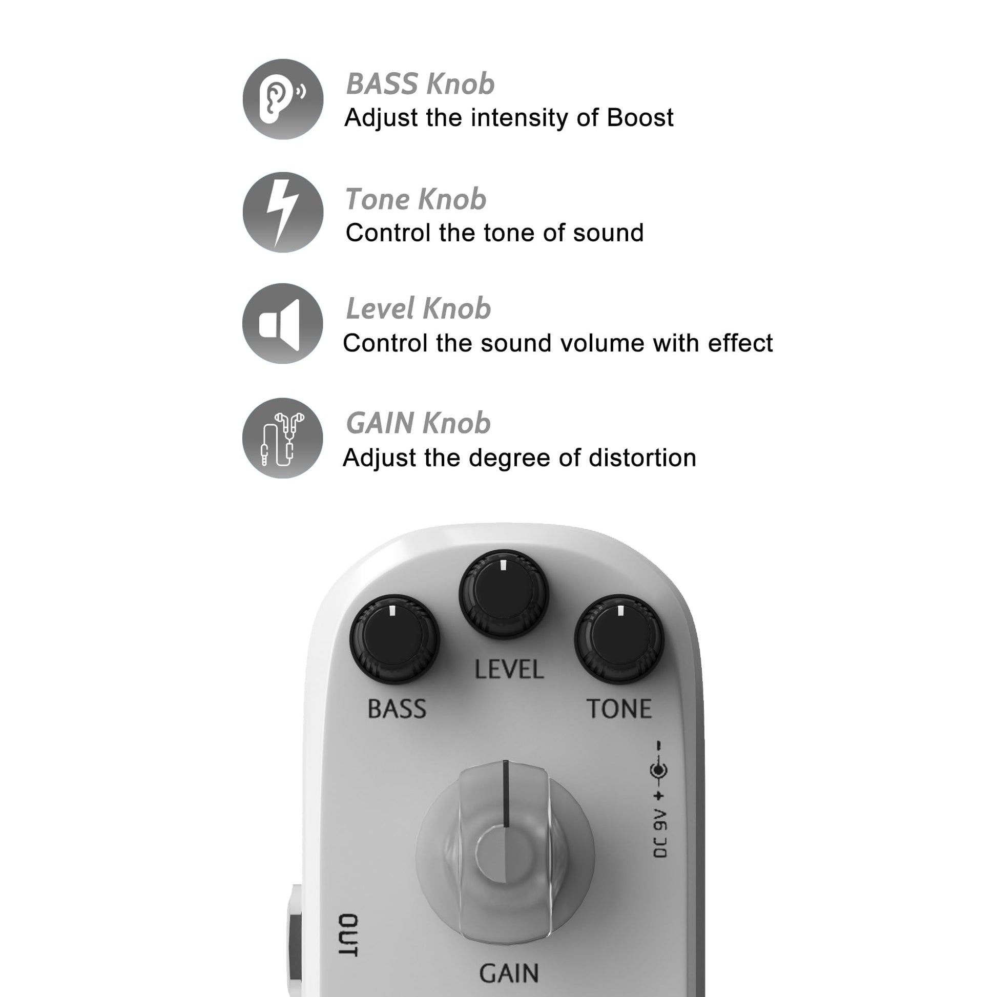AZOR Pure Boost Pedal de efecto de guitarra Micro Clean Boost Pedal para guitarra eléctrica True Bypass