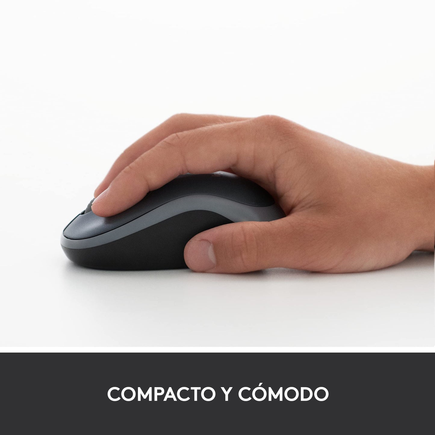 Logitech M185 Mouse Inalámbrico, 2.4GHz con Mini Receptor USB, Batería de 12 Meses, Seguimiento Óptico con Resolución de 1000 dpi, Ambidiestro, Compatible con PC, Mac, Laptop - Negro/Gris