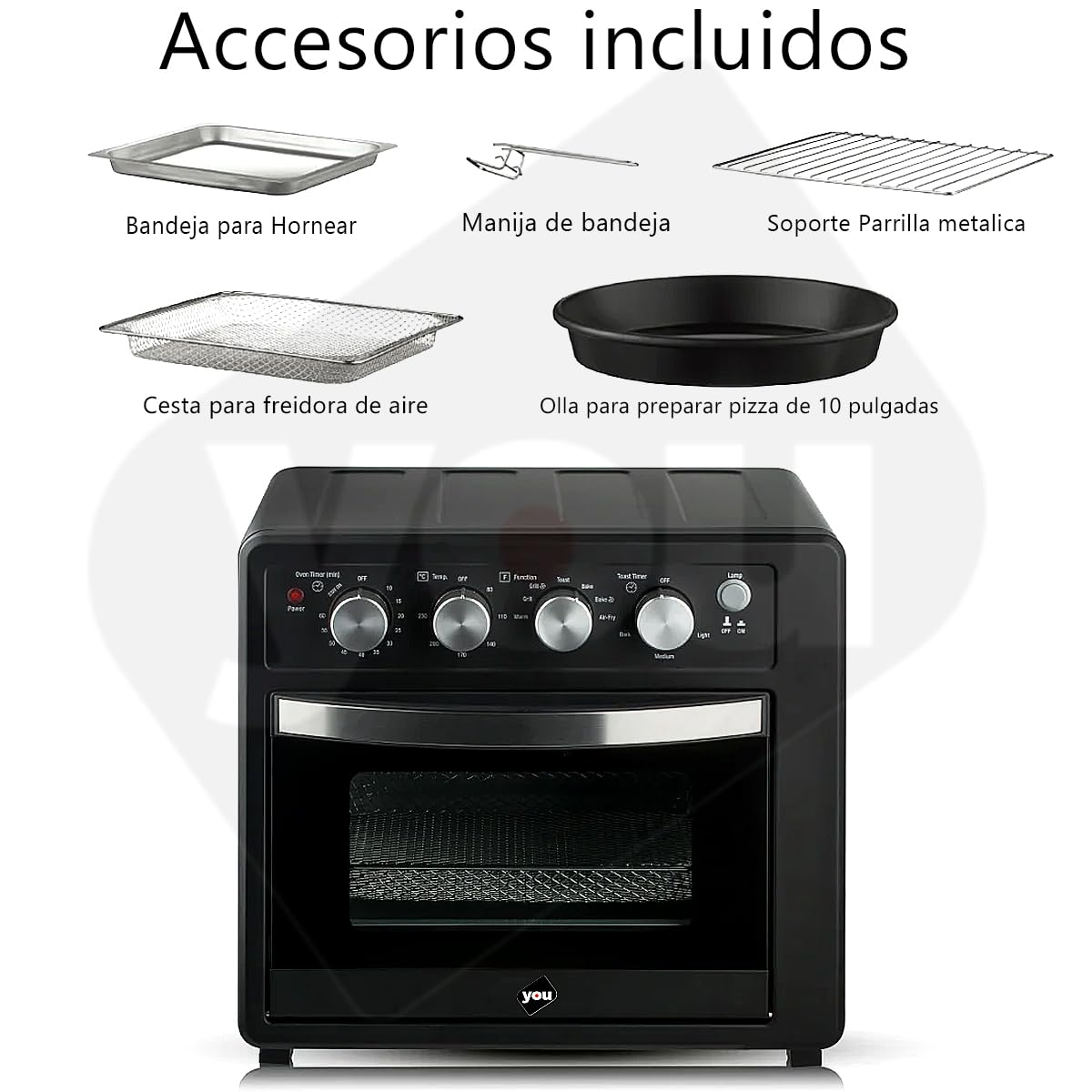 Horno Electrico de Convección 3 En 1 Freidora De Aire Y Tostador de 32 Litros 230°C 1700W