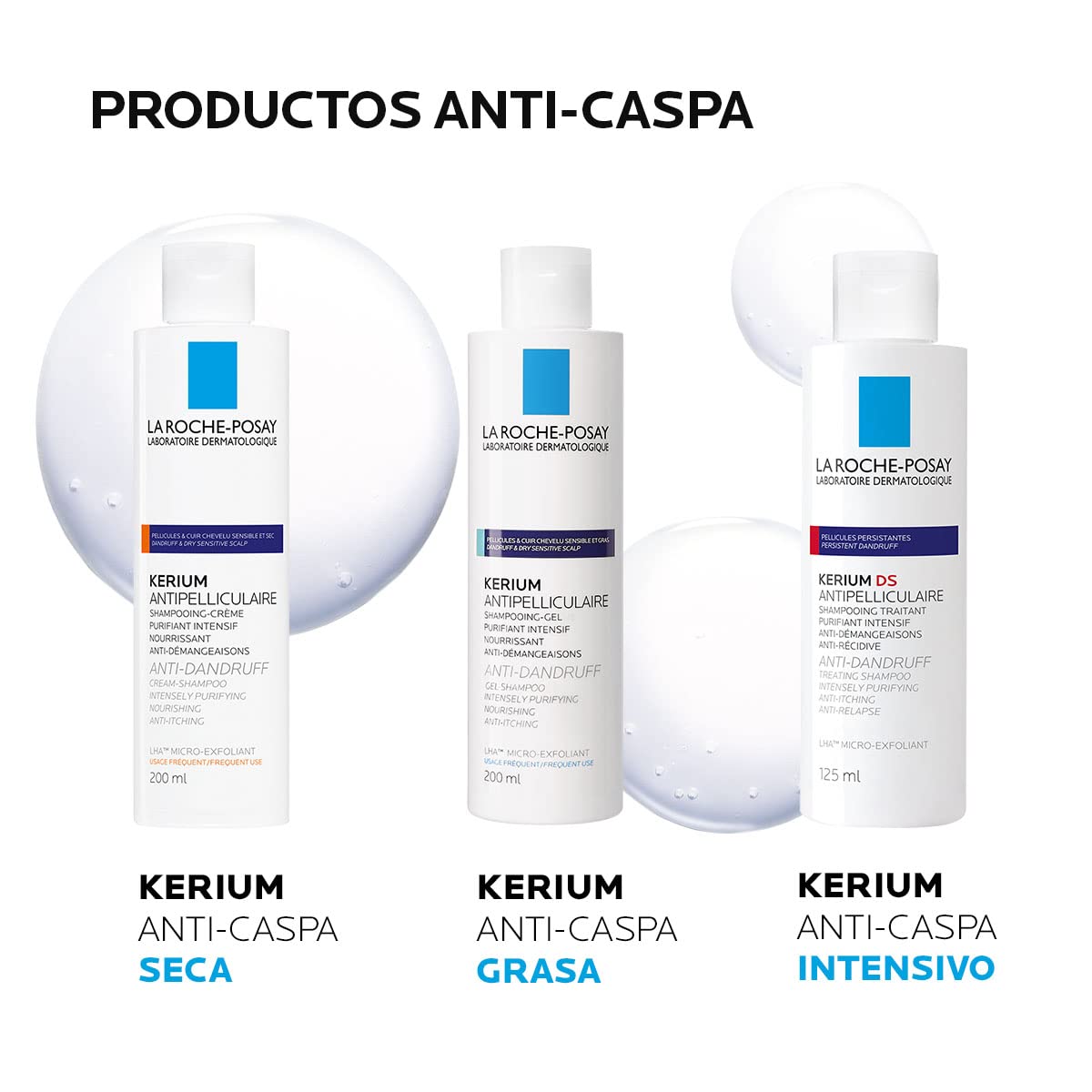 Shampoo La Roche Posay Kerium Caspa Grasa Anti-Caspa para Cuero Cabelludo Sensible