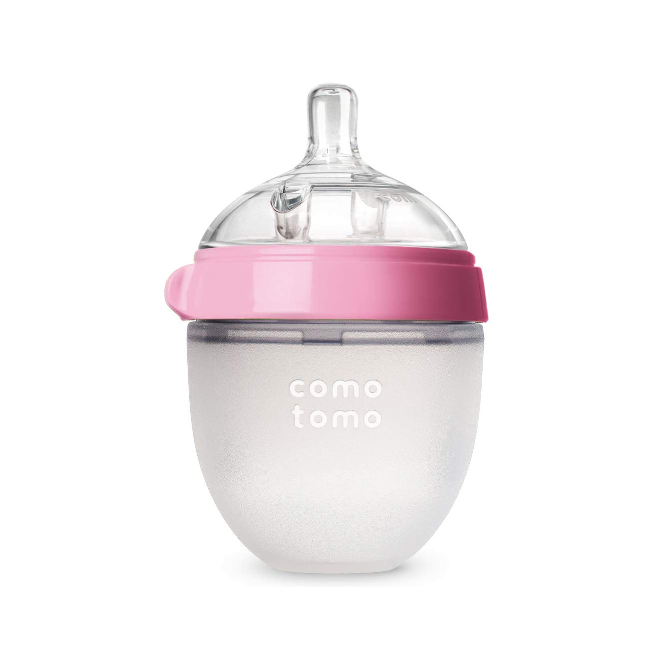 Comotomo Biberon de Silicona de 150 Ml, Anillo Rosa