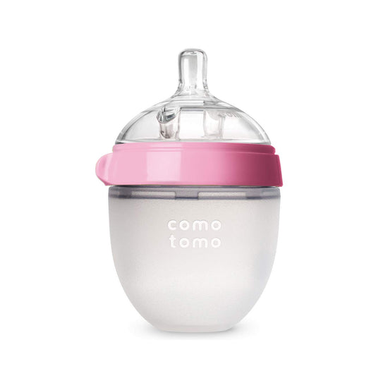 Comotomo Biberon de Silicona de 150 Ml, Anillo Rosa