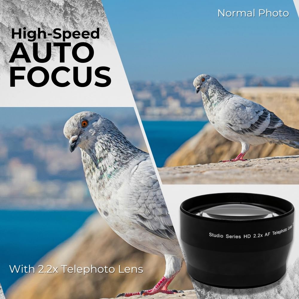 Lente de zoom teleobjetivo de alta definición de 58 mm, 2,2 x para DSLR Canon EOS Rebel 70D 77D 80D 90D T8i T7 T7i T6i T6s T6 T5i T5 T4i T3i T100 SL1 SL2 SL3 y más