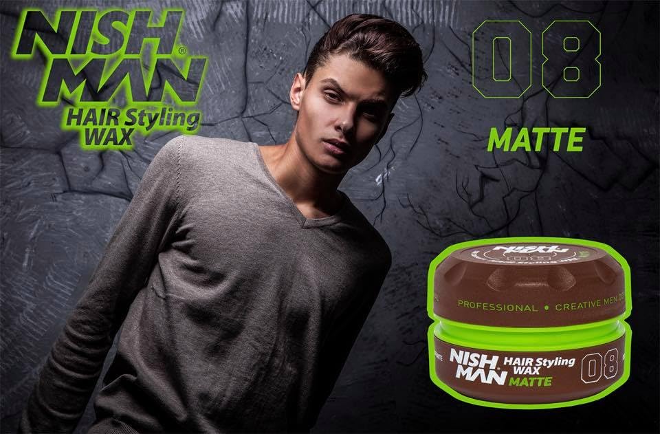 Nishman Cera para Cabello Hombre Fijación Brillo Firmeza Hair Styling Modelo 08 Mate de 150 ml