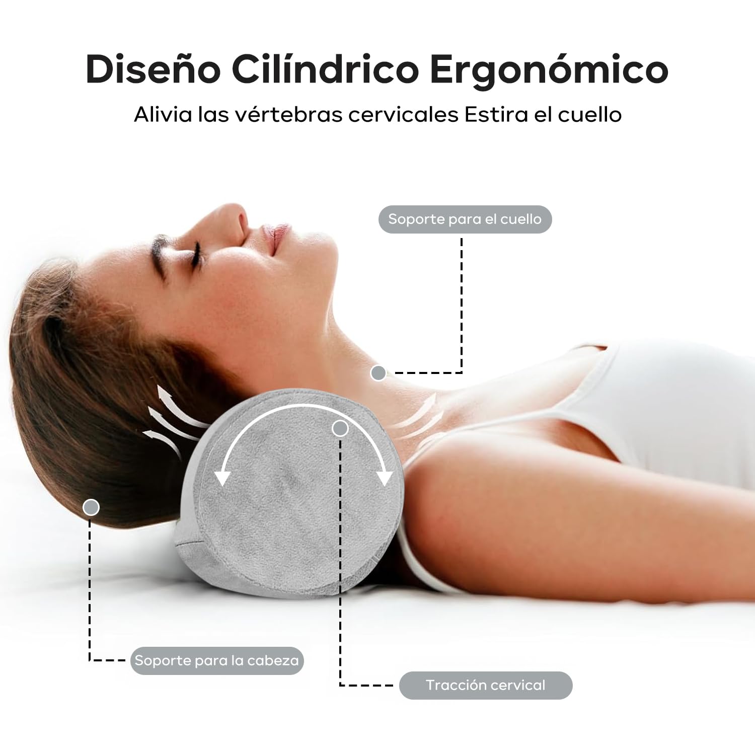 KAMYSEN Almohada Cuello Dormir, Almohada Cuello Espuma con Memoria Lavable, Alivio Dolor Cuello, Almohada Cilíndrica Multifuncional, Almohada Bolster para Cama, Piernas, Espalda y Yoga