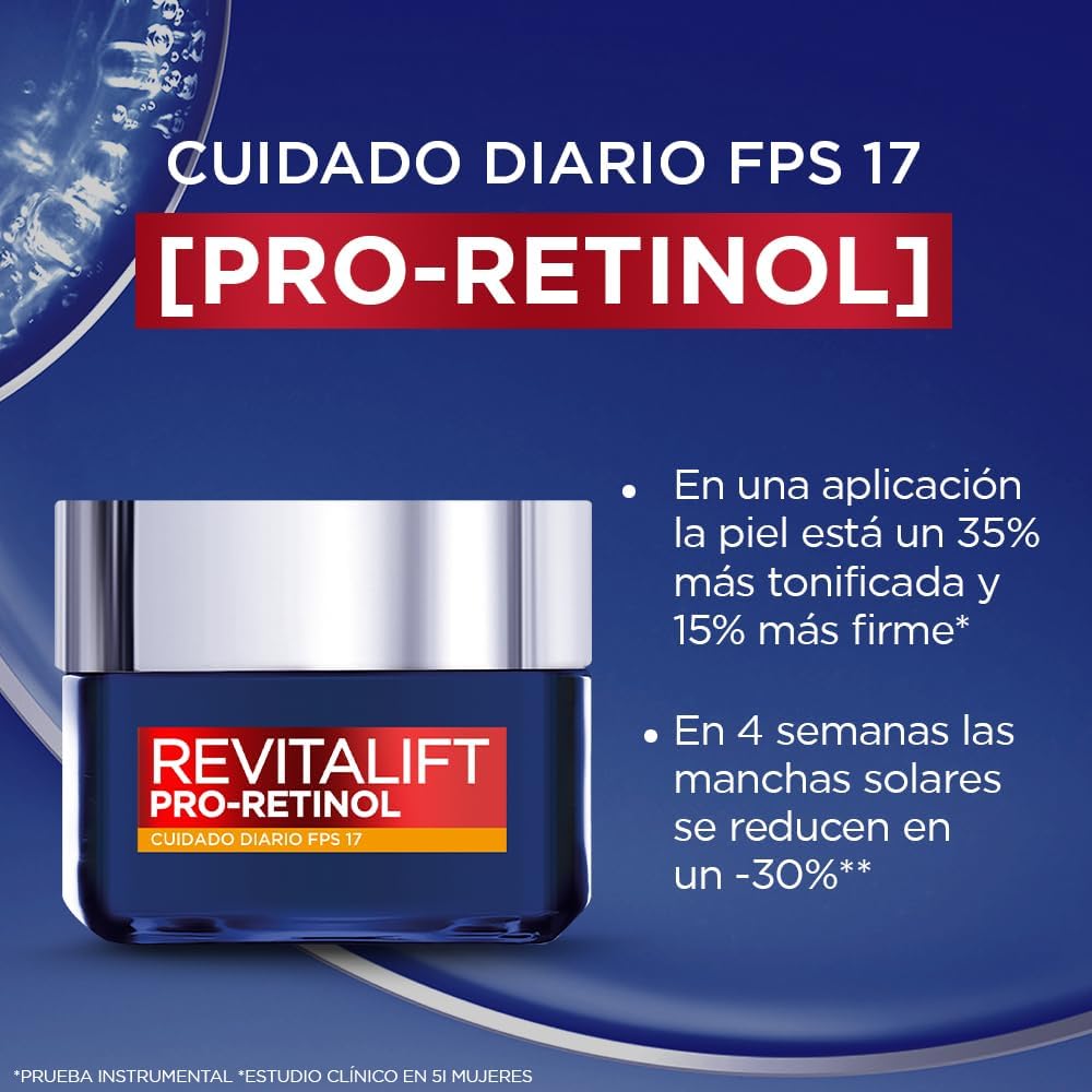 L'Oreal Paris Kit Rutina Completa, Serum Facial Anti Arrugas Revitalif Retinol Puro 30ml + Revitalif Pro-Retinol Crema de Día FPS17, 50ml + Revitalift Pro Retinol Gel de limpieza Facial, 150ml