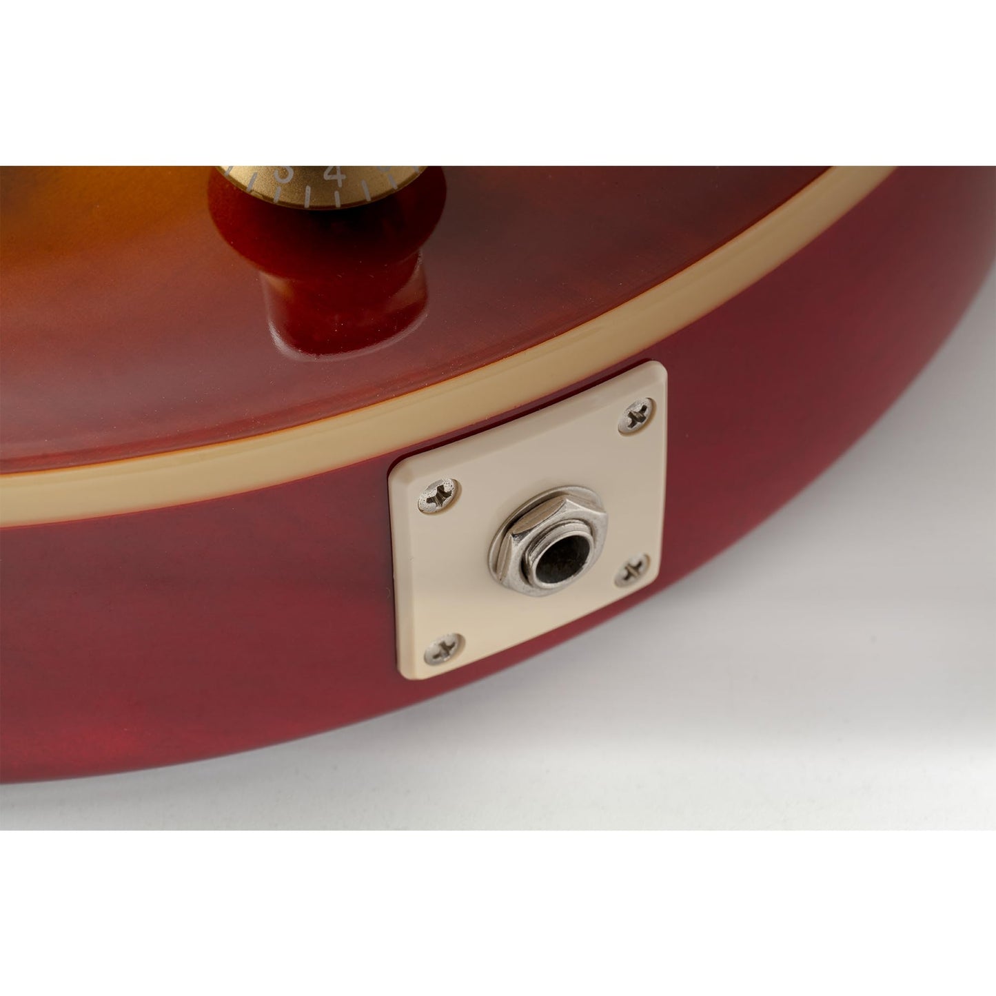 Musiclily Pro Curvada Placa de Jack Cuadrada de Plástico Jack Plate 10mm Agujero para Guitarra Eléctrica Epiphone LP SG Style, Crema (Set de 2)