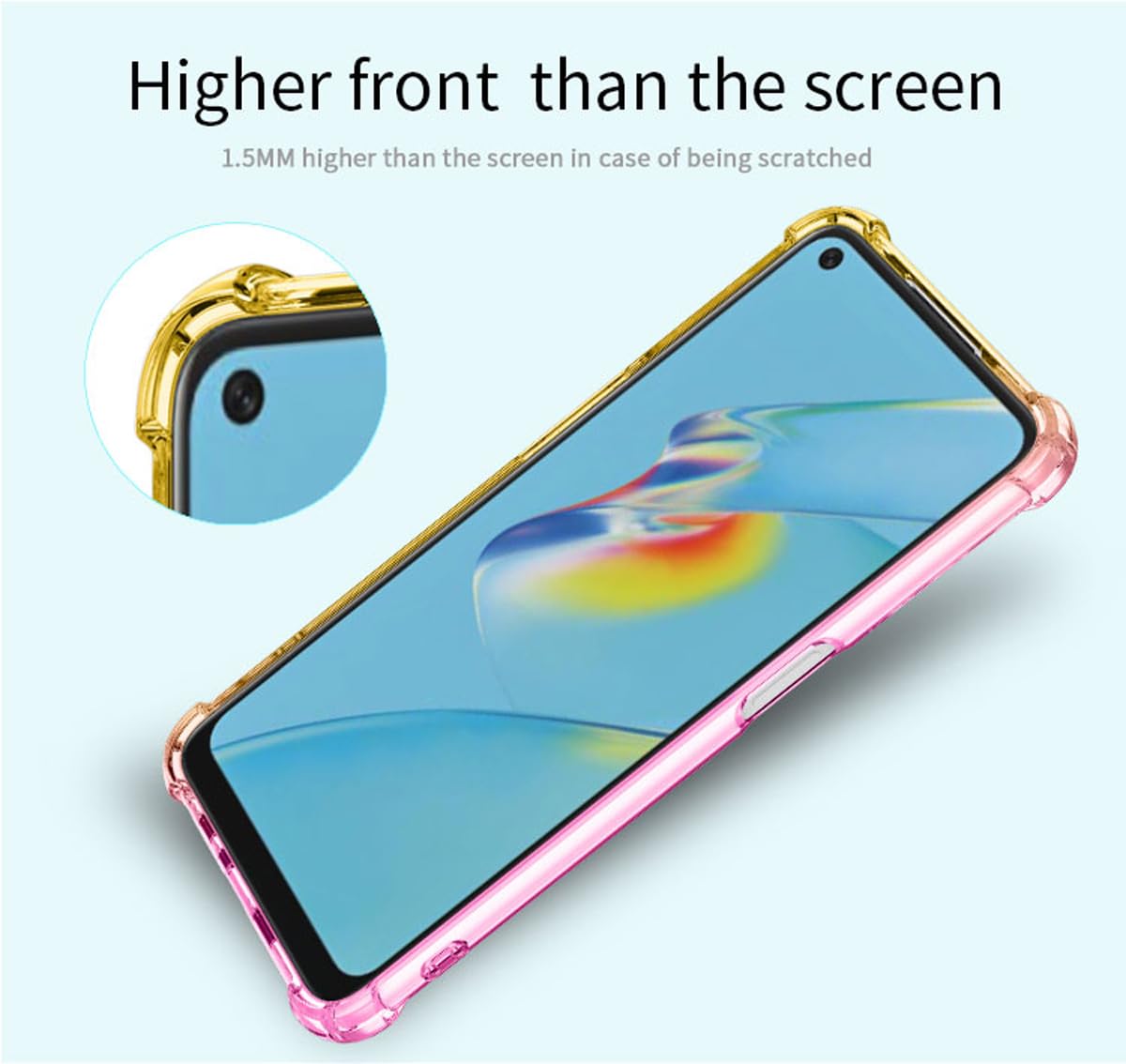DABUNA Funda para OPPO A54 4G Case Uso Rudo,Transparente Colores Degradados Protectora de Cámara Anticaída Carcasa Bumper(Púrpura Azul)