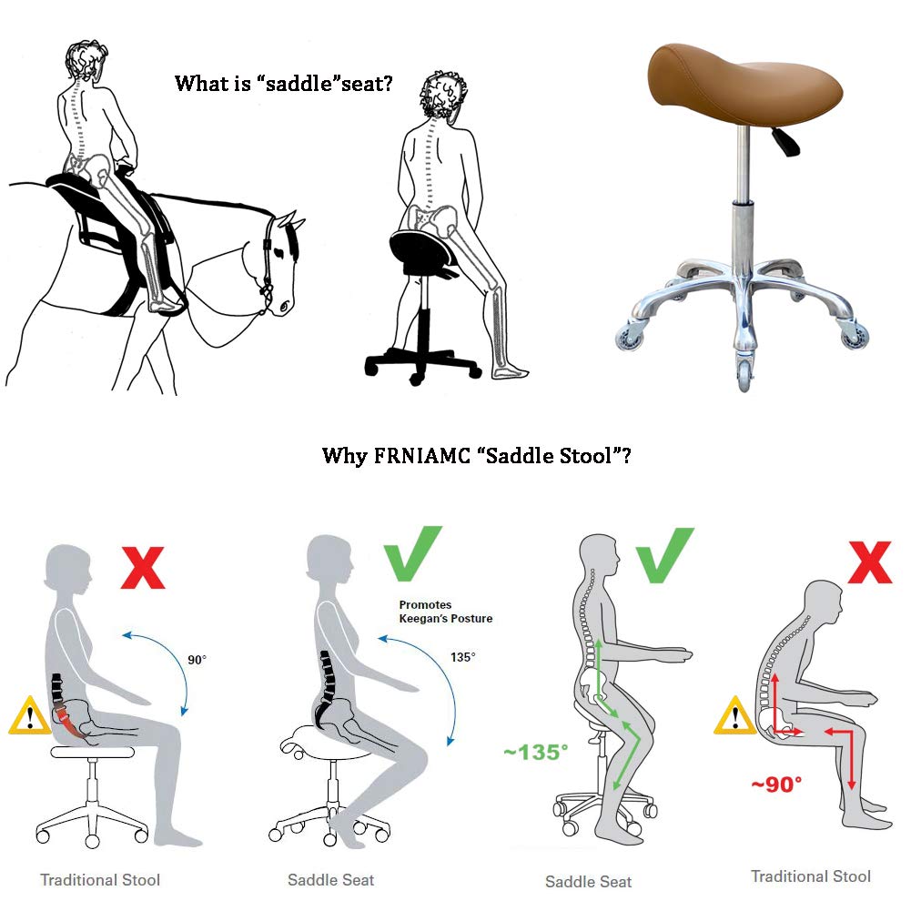 FRNIAMC - Taburete profesional con ruedas ergonómico giratorio de altura ajustable para clínica, dentista, salón de belleza, tatuaje, oficina en casa (camello)