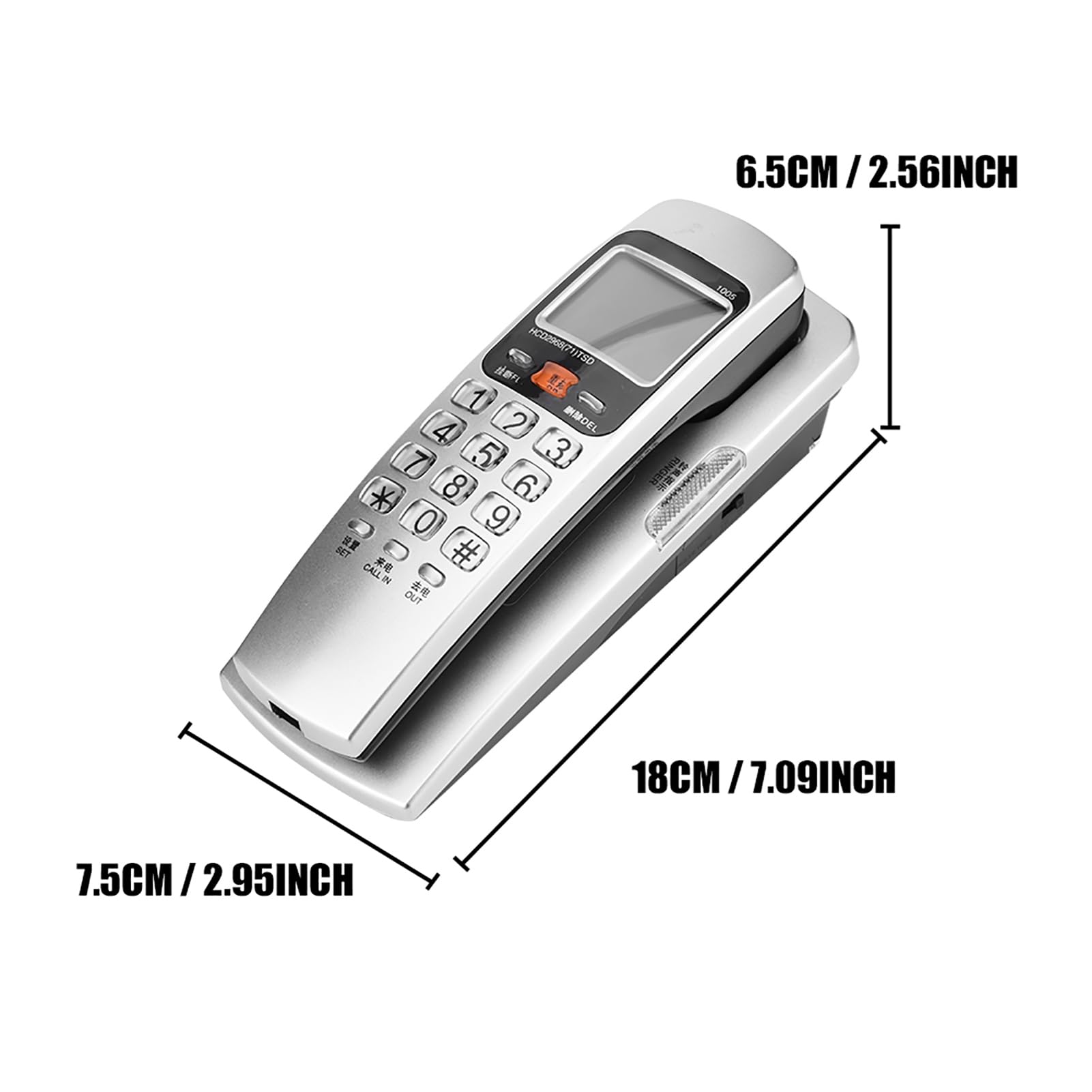 Teléfono Fijo,Teléfono FSK/DTMF Identificador de Llamadas, Teléfono con Cable, Teléfono Puesto en Línea Fija, Teléfono de Extensión de Moda para Casa(Plata)