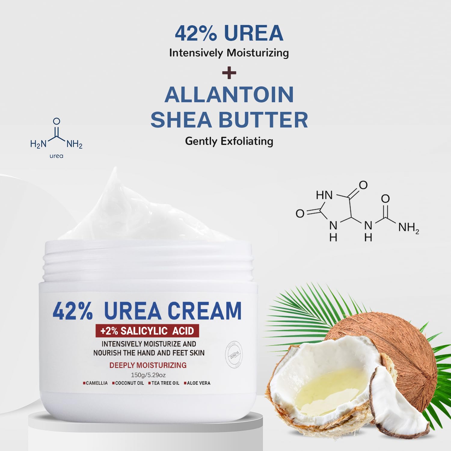 Crema de Urea al 42% más Ácido Salicílico al 2% para el Tratamiento de Reparación de Pies, Talones, Rodillas, Codos y Manos Secos y Agrietados. Hidrata y Elimina Callos, Durezas, Piel Muerta y Suaviza las Uñas de los Pies.