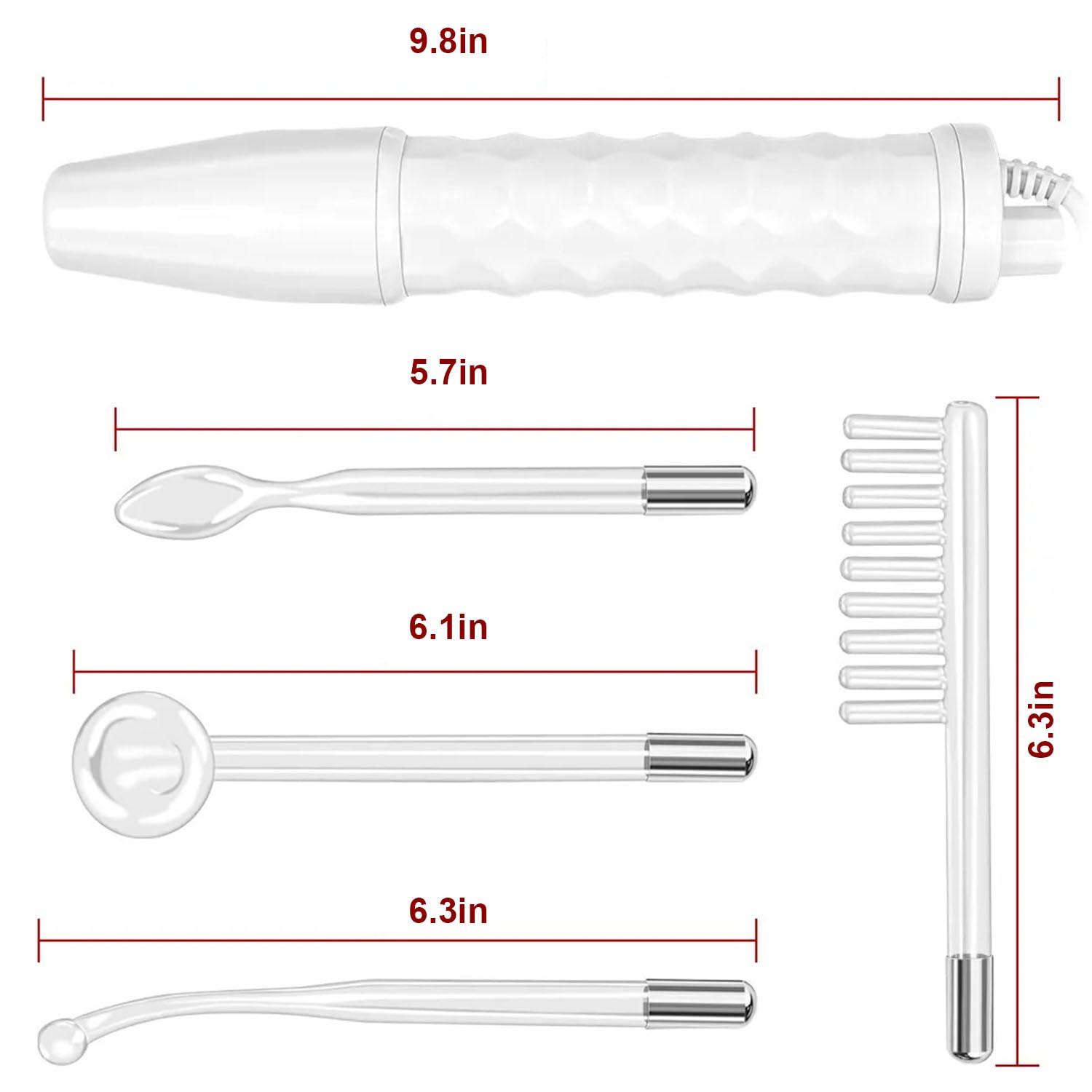 Bedpaws Máquina Facial de Alta Frecuencia Portátil de Mano con 4 Tubos Diferentes para Cuidado de la Piel